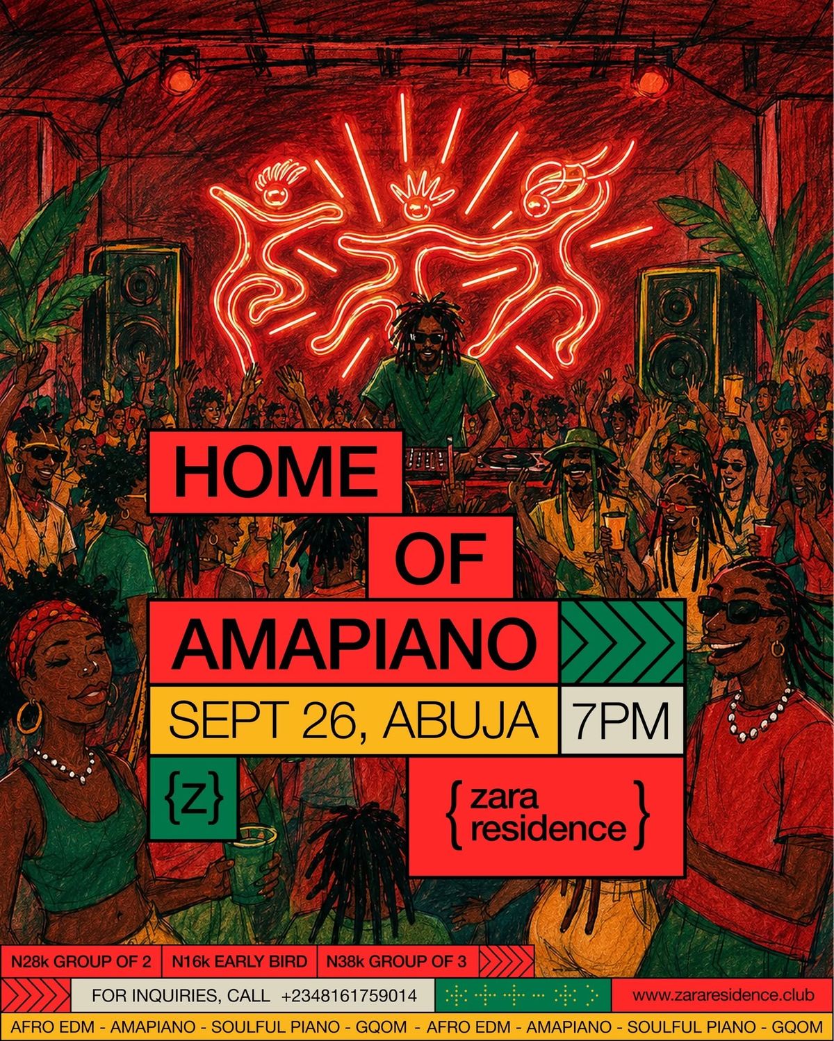 Flyer for Home of Amapiano Vol 2 by Zara Residence at The Foto Industry, Abuja, 26 September 2026