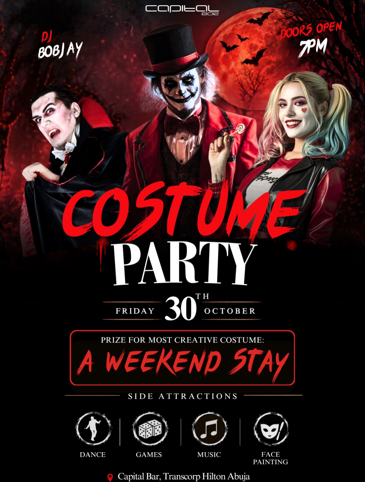 Costume Party at The Capital Bar, Transcorp Hilton poster