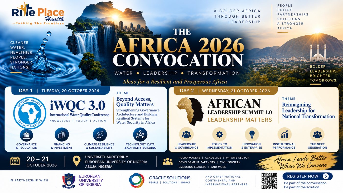 Official promotional flyer for International Water Quality Conference 3.0 / African Leaders